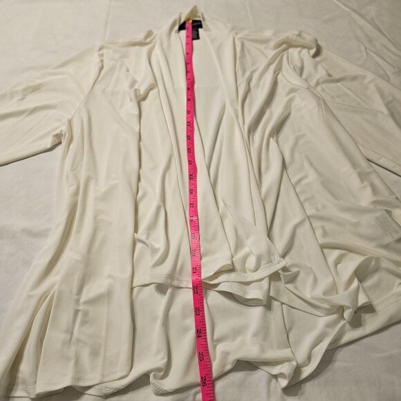 R&M Richards Women's Open Front White Cardigan 3/4 Sleeves Ltweight SZ L Career - Picture 9 of 10